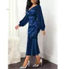 Casual Kleider Frau Kleid Vintage Sexy V-ausschnitt Pailletten Lange Party Hohe Taille Schlank Meerjungfrau 5XL Frühling