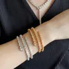 Drie cirkels vol diamanten fijne slangenarmband dames gouden enkelband,