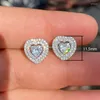 Stud Earrings 1 Pair Style Heart Cubic Zirconia For Women Wedding Engagement Love Accessories Exquisite Gift Fashion Jewelry