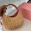 Designer Bag Mini Straw Weave Påsar Kvinnor Crossbody Axelväskor Purse Basket Beach Tote Summer Clutch Påsar Linne Blend Gold Accessory With Strap