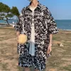 Tute Flower Set Camicia Haian da uomo in 2 pezzi Moda stile giapponese stampato Abbigliamento da spiaggia Viaggio estivo 2022 P230605