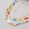 Chains 3 Pcs/Set Beach Style Multicolor Glass Beads Handmade Beaded Necklace For Women Boho Gold Color Chain Heart Necklaces Jewelry