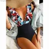 Dames Badmode Ashgaily 2023 Ruffle One Piece Badmode Vrouwen Patchwork V-hals Badpak Tummy Control Badpak Zomer Monokini Vrouw T230606