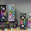 V8 Double Sound Transparent Mecha -högtalare RGB Lätt utomhus bärbar subwoofer trådlös Bluetooth TWS Super Bass Audio