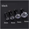 Stud 4 Colors Punk Earrings Medical Stainless Steel Needle Zircon Crystal Jewelry Gift For Men Women Drop Delivery Dhtxm