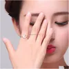 Anillos de racimo Crystal Moon Star Sier Anillo abierto ajustable Joyería de moda Regalo Will And Sandy Drop Delivery Dhjrm