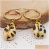 Dangle Chandelier Leopard Seashell Earring Earings For Women Boho Jewelry Trendy Beach Shell Earrings Stainless Steel Circle Drop D Dhqfg