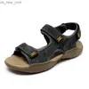 Marca Classic Mens Sandals 2023 Summer Genuine Leather Sandals Men Holidays Outdoor Confortável Casual Shoes Men Sandal Beach L230518