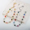 Corrente JINHUI Pulseira colorida com joias T S Pulseira de aço inoxidável para mulheres 12 pedras de nascimento arco-íris corrente de cristal joias 230605