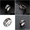 Band Rings 8Mm Mens Bands Inlay Hawaiian Koa Wood And Abalone Shell Titanium Steel Ring Finger For Women Men Fashion Jewelry Dhezd