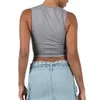 Tanks New Women's Y2K Oblique Zipper Crop Summer Tight Tank Top Sleeveless Solid Camis Clothing P230605