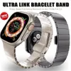 Pulseira Link Pulseira Banda de Aço Solid Band Strap Bands Starlight Titanium Watchband Fivela Borboleta para Apple Watch Series 3 4 5 6 7 8 Ultra iWatch 42 44 45 49mm 38 40 41mm