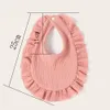 Korean Style Baby Feeding Drool Bib Ruffle Solid Infants Lace Saliva Towel Soft Cotton Burp Cloth For Newborn Toddler Kids Bibs