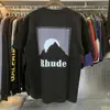 FASION 2023SS MOONLIGHT PRINT RHUDE Tシャツ男性女性特大のストリートウェアトップサンセットTシャツJAQUETA EW68