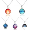 Pendant Necklaces Doublesided Glass Gemstone Starry Sky In The Solar System Gem Universe Milky Way Star Chain Necklace Jewelry Gifts Dhc2E