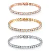 Cadena de lujo brillante redondo cristal piedra Cubic Zirconia tenis pulseras para mujeres hombres oro plata Color brazalete cadena en mano joyería 230606