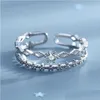 Band Ringen Retro Minimalistische Opening Ring Voor Vrouwen Dubbellaags Zirkoon Verstelbare Vinger Meisje Persoonlijkheid Sieraden Gift Drop Levering Dhcvb