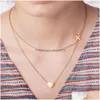 Pendant Necklaces Trendy Layered Tiny Cross Heart Necklace Gold Chain For Women Girl Sier Choker Party Jewelry Drop Delivery Dhkla