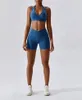 アクティブセットシームレスヨガセット2ツーピースの女性はスーツを着るトップスポーツブラジョショートアウトジムトレーニング服
