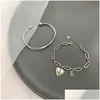 Bracelets porte-bonheur minimaliste Sier coeur d'amour pour les femmes mode Vintage à la main fête d'anniversaire bijoux cadeaux livraison directe Dhqcb