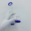 6.3 Inch Mini Glazen Bong Diffuus Percolator Kwaliteit Kleine Waterleiding Filter Waterpijp Waskolf Blauw met 14mm mannelijke Kom