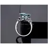 Cluster Ringen Diamon Topaz Ring Crystal Butterfly Engagement Sieraden Vrouwen Mode 080295 Drop Levering Dhpdj