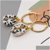 Dangle Chandelier Leopard Seashell Earring Earings For Women Boho Jewelry Trendy Beach Shell Earrings Stainless Steel Circle Drop D Dhqfg