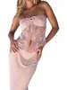 タンクカミス女性の花のレース透明バンドー夏の包帯カットショルダークロップトップストリートクラブ衣類P230605
