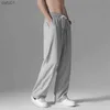 2023 Ice Silk Men joggar Sweatpants Male Y2K Streetwear Sportwear Jogging Gym Byxor Överdimensionerade baggy breda ben raka byxor L230520