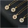 Pendant Necklaces Cubic Zircon English Initial 26 Gold Chains Disc Letter Necklace For Women Fashion Jewelry Will And Sandy Drop Del Dhm6A