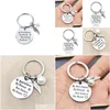 Key Rings Stainless Steel Wing Charm Letter Not Sister Keychains For Friend Fashion Jewelry Gift Drop Delivery Dhxvh