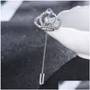 Pins Brooches Diamond Crown Brooch Pins Fashion Crystal Lapel Pin Breastpin Cor Women Men Business Suit Jewelry Will And Sandy Drop Dhgor