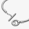 Moments T-Bar Snake Chain Bracelet for Pandora Autêntico Sterling Silver Charm Bracelets designer Jewelry For Women Girls Sisters Gift bracelet with Original Box