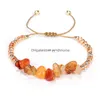 Pulseras con dijes Mujer Irregar Piedra natural Pulsera ajustable Curación Grava Crystal Rise Bead Para Mujeres Niñas Joyería de moda Wil Dhblb