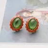 Rétro médical vert gemme boucles d'oreilles femmes français Style Vintage clous d'oreilles ovale bijoux de luxe E3891