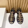 Sandali firmati di lusso da donna Sandro Marchio di moda francese Scarpe romane classico stile punk rivetto fibbia scarpe casual leopardo fondo spesso sandali con denti d'oro grandi 35-40