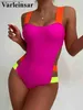 Vrouwen Badmode Nieuwe Sexy Splicing Uitgesneden Vrouwen Badmode Een Stuk Badpak Vrouwelijke Hoge Been Cut Gewatteerde Bader Badpak Swim Lady V3786 T230606