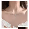 Pendant Necklaces Sier Crystal Shell Cherry Blossoms Charm Necklace For Women Choker Collares Party Jewelry Drop Delivery Pen Dhcz6