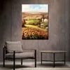 Modern solros duk väggkonst italiensk landsbygd handmålad oljemålning impressionist landskap för köksdekor