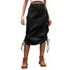 Skirts Trendy Denim Tie Work Dress Casual Mid Length Skirt Womens Midi Girls Christmas