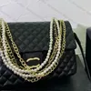 Klassische Damen-Designer-Luxus-One-Shoulder-Tasche, Perlenkette-Einkaufstasche, modische Senior-Umhängetasche in Schwarz