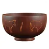 Bowls Ethnic Style Sour Jujube Wooden Bowl Carved Pattern Mongolian Special Tableware Milk Tea