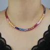 Couleur or Rose arc-en-ciel coloré été vente chaude bijoux en forme de coeur chaîne de Tennis collier ras du cou bijoux livraison directe