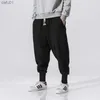 Baumwolle Harem Hosen Männer Feste Elastische Taille Streetwear Jogger 2022 Neue Baggy Drop-gabelung Hosen Casual Hosen Männer Dropshipping L230520