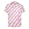 Chemises décontractées pour hommes Glitter Dots And Stripes Shirt Rose Géométrique Vacances Loose Hawaiian Streetwear Blouses Design Tops surdimensionnés