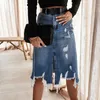 スカート女性の夏の短いジーンズポケットデニムスカートファッションベアーブルレディースジュペスG220605