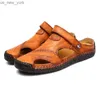 UncleJerry Herrenmode-Sandalen, Ledersandale für Herren, bequeme und langlebige Sommer-Outdoor-Schuhe L230518