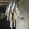 Lustres Plafond Moderne LED Lustre Loft Escalier Pour Vivre Cristal Suspendu Suspension Nordique Art Déco Long Éclairage