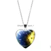 Pendant Necklaces Universe Star Moon Heart Necklace Cabochon Women Fashion Jewelry Gift Will And Sandy Drop Delivery Pendants Dhjc6