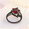 Solitaire Ring Cubic Zircon Heart Red Purple Diamond Femmes Femmes Anglets de mariage Fashion Bijoux Gift et Sandy Drop Livrot Dh63p